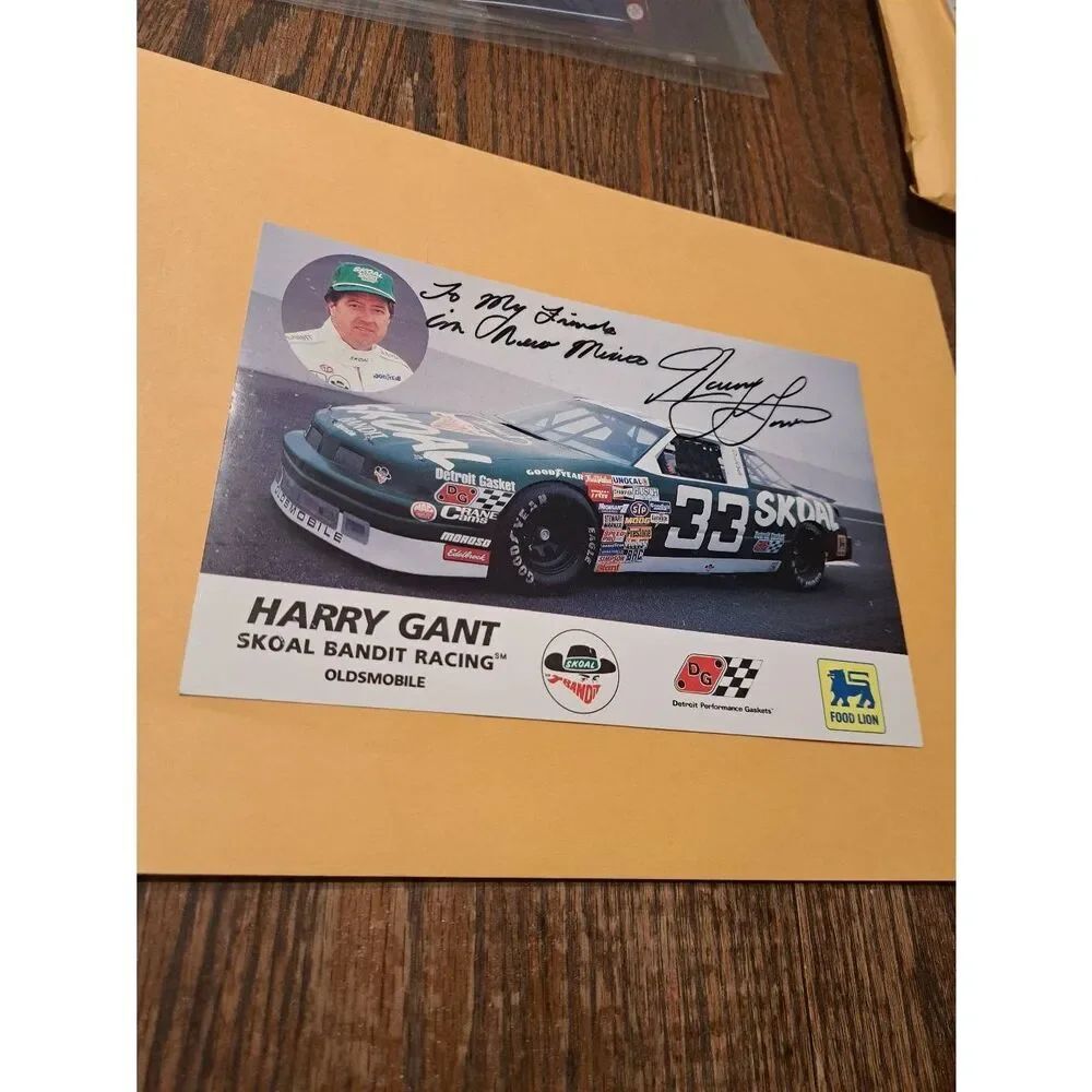 1989 Harry Gant Autographed NASCAR Driver Card Skoal Bandit Racing 6x9 Vintage